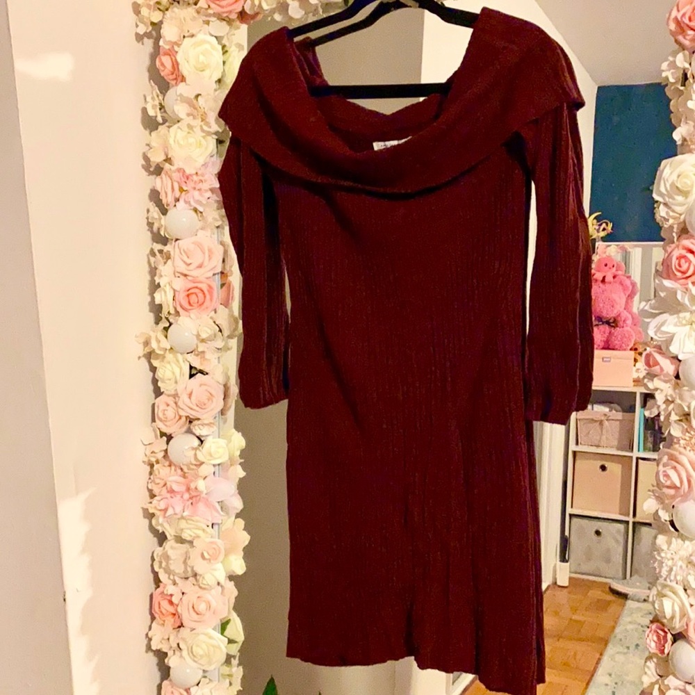NTW strapless burgundy dress